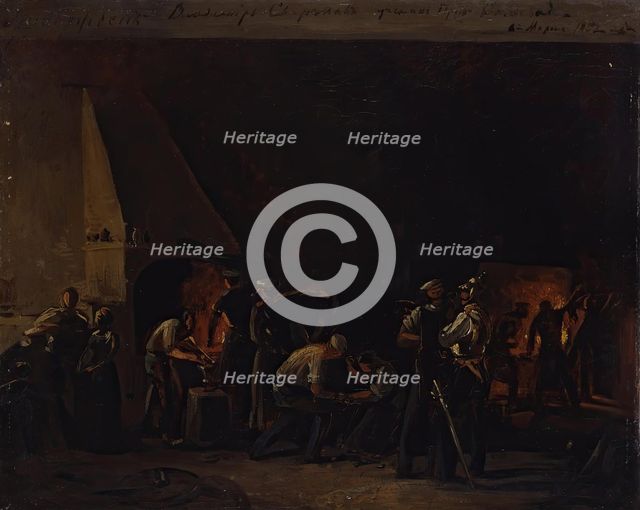 The Forge of the Life-Guards Horse Regiment, 1852. Creator: Wladimir Swertschkoff.