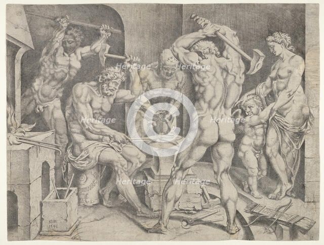 The Forge of Vulcan, 1546. Creator: Cornelis Bos.