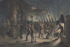 The Forge on Deck, Night of August 9th: Preparing the Iron Plating for Capstan, 1865-66. Creator: Robert Charles Dudley