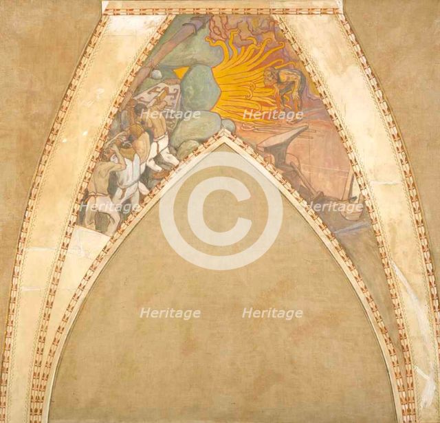 The Forging of the Sampo, sketch for the cupola frescoes of the Finnish Pavilion at the..., 1899. Creator: Akseli Gallen-Kallela.