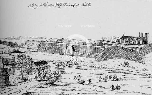 'The Fort at Vauxhall erected for the defence of London during the Civil War', c1810, (1912). Artist: Unknown.