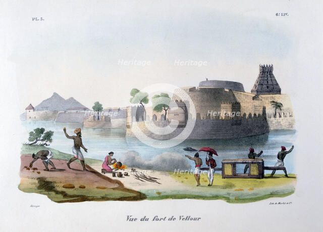 'The Fort of Vellour (Vellore)', India, 1828. Artist: Marlet et Cie