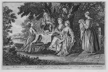 The Fortune Teller on Casting the Coffee Grounds, from an Original Design at Vaux-hall ..., 1748-60. Creator: Unknown