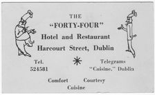 The "Forty-Four" restaurant card, c1955. Creator: Shirley Markham