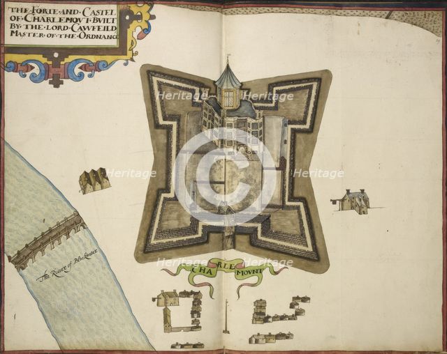 The Forte and Castel of Charlemout [sic], built by the Lord Cawfield..., 1624.  Creator: Unknown.
