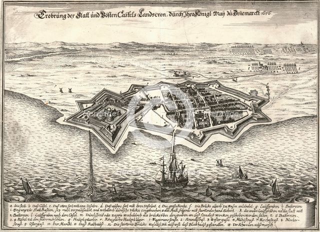 The fortifications of Landskrona, Sweden, captured by the Danes in the Scania War, 1676.  Creator: Unknown.