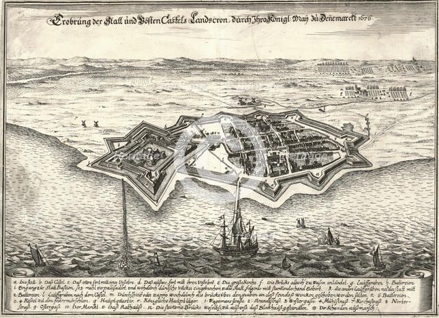 The fortifications of Landskrona, Sweden, captured by the Danes in the Scania War, 1676. Artist: Unknown