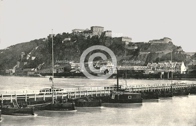 The Fortress of Ehrenbreitstein on the Rhine, Germany, 1895.  Creator: Francis Frith & Co.