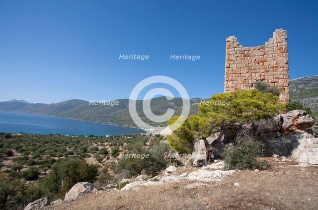 The fortress at Aigosthena, Greece. Creator: Samuel Magal.
