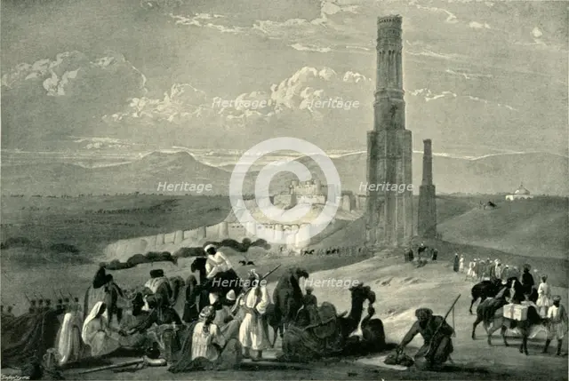 'The Fortress and Citadel of Ghazni and the Two Minars', c1840, (1901). Creator: James Atkinson.