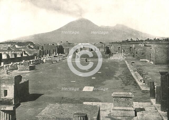 The Forum at Pompeii and Vesuvius, Italy, 1895.  Creator: Unknown.