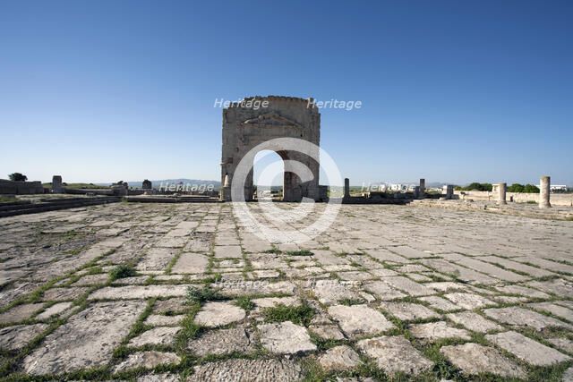 The forum and the Arch of Trajan at Mactaris, Tunisia. Artist: Samuel Magal