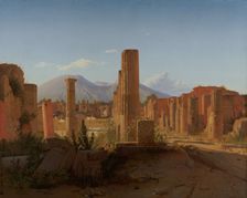 The Forum, Pompeii, with Vesuvius in the Distance, 1841. Creator: Christen Kobke
