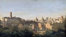 The Forum Seen from the Farnese Gardens, Rome 1826. Artist: Jean-Baptiste-Camille Corot
