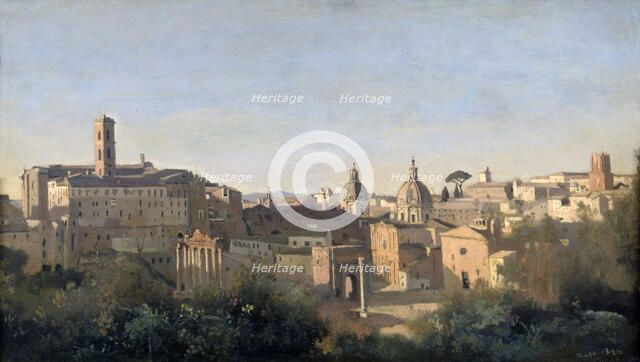 'The Forum Seen from the Farnese Gardens, Rome', 1826. Artist: Jean-Baptiste-Camille Corot    
