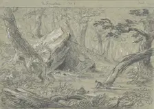 The Fountain, No. 1: The Wounded Indian Slaking His Death Thirst, 1843. Creator: Thomas Cole