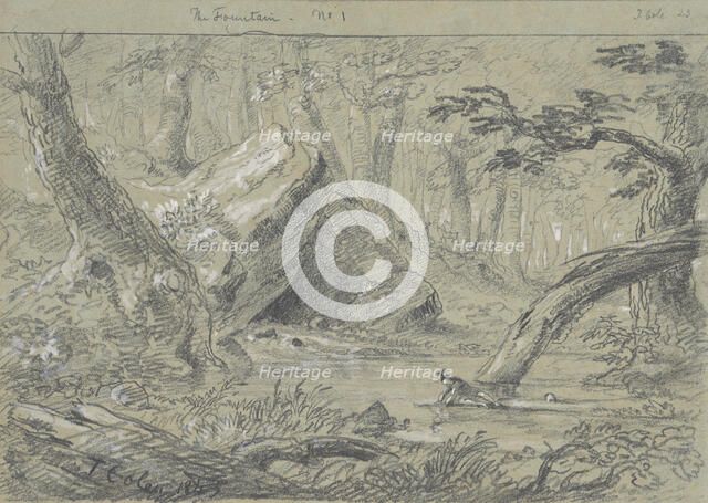 The Fountain, No. 1: The Wounded Indian Slaking His Death Thirst, 1843. Creator: Thomas Cole.