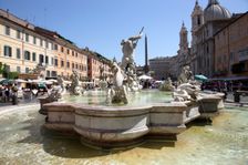 The Fountain of Neptune, Navona Square, Rome, Italy. Creator: Samuel Magal