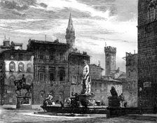 The Fountain of Neptune, Piazza della Signoria, Florence, Italy, 19th century