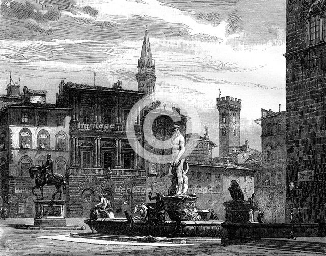 The Fountain of Neptune, Piazza della Signoria, Florence, Italy, 19th century. Artist: Unknown
