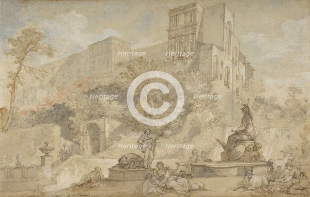 The Fountain of Rome at the Villa d'Este, Tivoli, 1765. Creator: Charles-Joseph Natoire.
