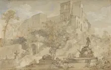 The Fountain of Rome at the Villa d'Este, Tivoli, 1765. Creator: Charles-Joseph Natoire