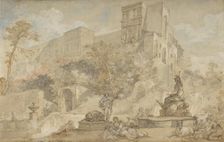 The Fountain of Rome at the Villa d'Este, Tivoli, 1765. Creator: Charles-Joseph Natoire