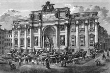 The fountain of Trevi, Italy, 19th century.Artist: Hildibrand