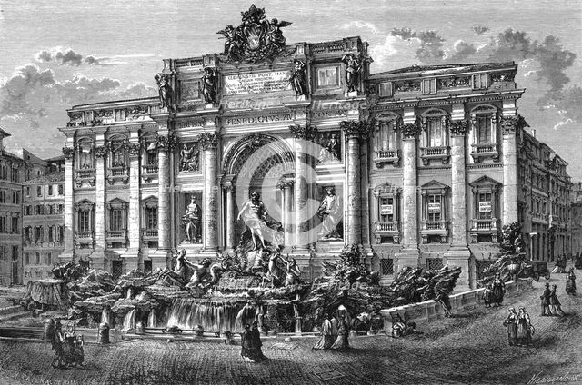 The fountain of Trevi, Italy, 19th century.Artist: Hildibrand