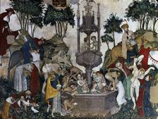 The fountain after bathing in the Fountain of Youth Mural painting in the castle of the Duke …
