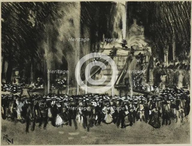 The Fountains Playing at La Granga, c. 1903. Creator: Joseph J Pennell.