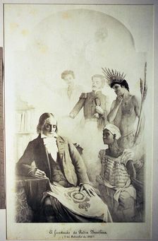 The founder of the Brazilian Nation, 7th September 1822, allegory representing the three races of…