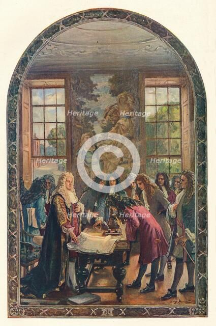 The founding of the Bank of England, 1694 (1905).  Artist: Unknown.