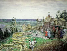 The Founding of the Moscow Kremlin, 1156 1917. Creator: Vasnetsov, Appolinari Mikhaylovich (1856-1933)
