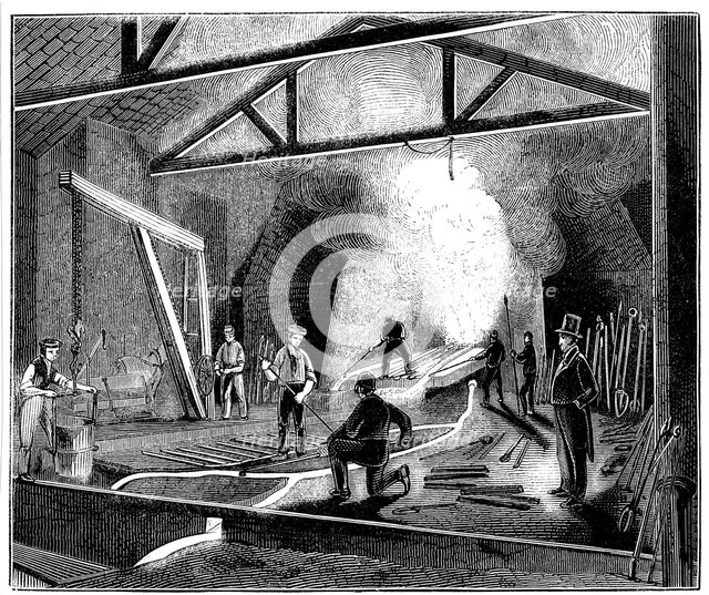 The foundry or cast house, Butterley Ironworks, Derbyshire, 1844. Creator: Unknown.
