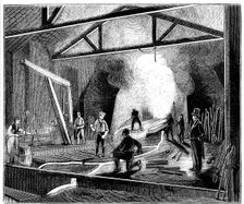 The foundry or cast house, Butterley Ironworks, Derbyshire, 1844. Creator: Unknown