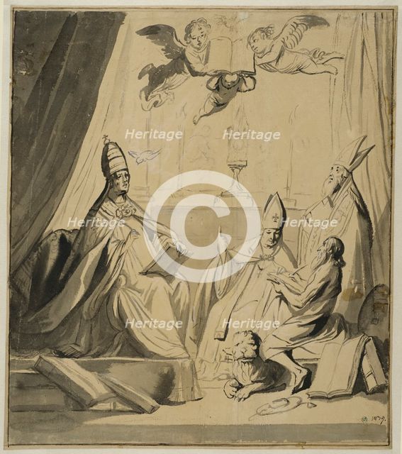 The four church fathers discuss the Lord's Supper. Creator: Pieter de Grebber.