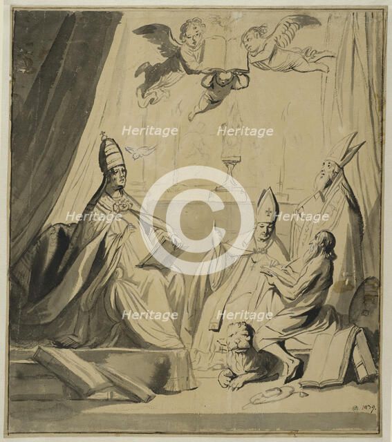 The four church fathers discuss the Lord's Supper. Creator: Pieter de Grebber.