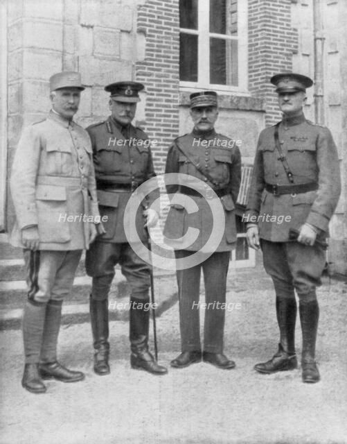 The four Allied commanders, Chateau Bombon, France, 1918. Artist: Unknown