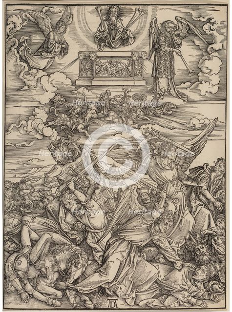 The Four Avenging Angels of Euphrates. From Apocalypsis cum Figuris, c. 1497.