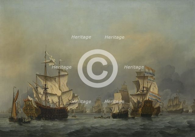 The Four Days' Battle, c. 1670. Artist: Velde, Willem van de, the Younger (1633-1707)