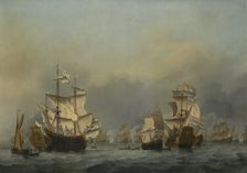 The Four Days Battle, c. 1670. Artist: Velde, Willem van de, the Younger (1633-1707)