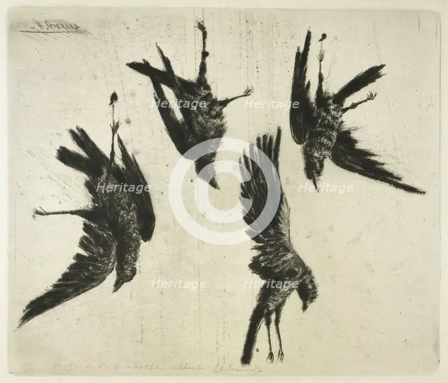 The Four Dead Ravens, c. 1888. Creator: Henri-Charles Guerard.