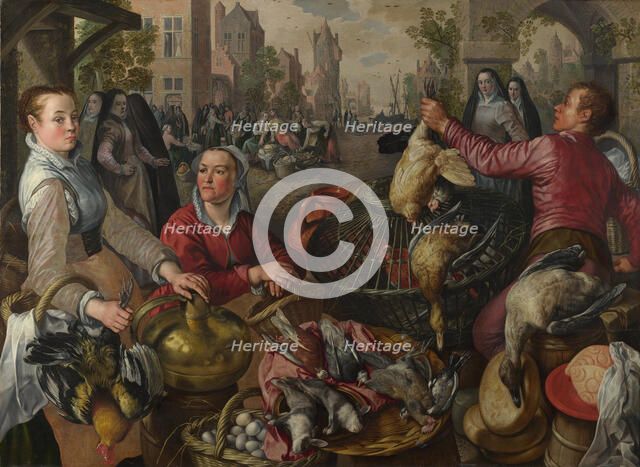 The Four Elements: Air. A Poultry Market with the Prodigal Son in the Background, 1569. Artist: Beuckelaer, Joachim (ca. 1533-1574)