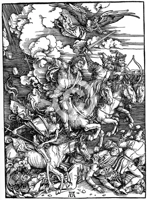 'The Four Horsemen of the Apocalypse', 1498, (1936).  Creator: Albrecht Durer.