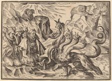 The Four Horsemen of the Apocalypse, published 1630. Creator: Christoph Maurer