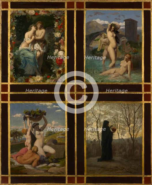 The Four Seasons, 1850. Creator: Henry Picou (French, 1824-1895); Jean-Léon Gérôme (French, 1824-1904); Gustave Rodolphe Boulanger (French, 1824-1888); Jean-Louis Hamon (French, 1821-1874).