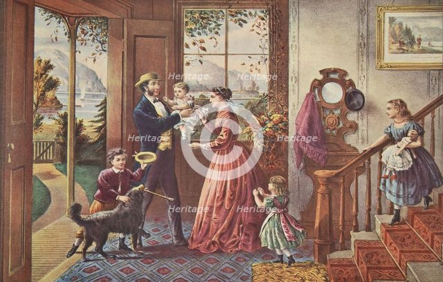 The Four Seasons of Life - Middle Age, 'The Season of Strength' , pub. 1868, Currier & Ives (Colour 