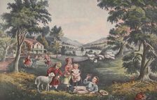 The Four Seasons of Life - Childhood, pub. 1868, The Season of Joy , Currier & Ives (Colour Lithog