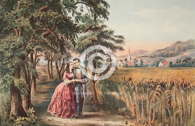 The Four Seasons of Life - Youth, 'The Season of Love' , pub. 1868,  Currier & Ives (Colour Lithogra
